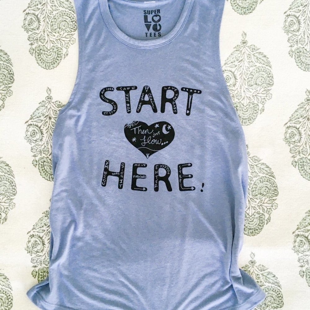 Start Here-Cornflower Blue Slinky Muscle Tee